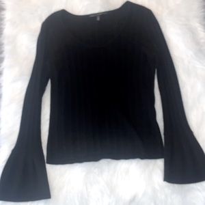 White House Black Market Sweater with Bell Sleeves Size Large, Black